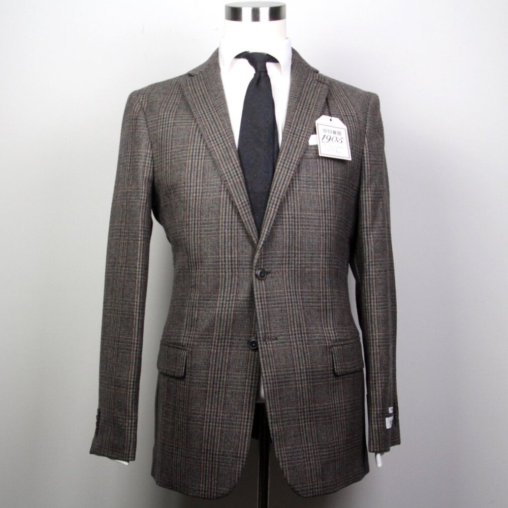 42L JOS A BANK 1905 Men's Blazer SportCoat Jacket Check Wool Brown D050262 166J